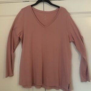 J. Jill Blush V-Neck Long Sleeve Top